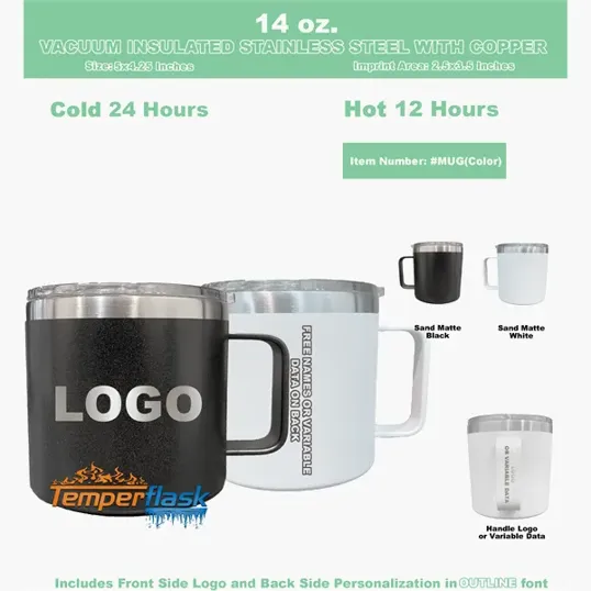 14 oz. Stainless Steel Copper Coffee Tumbler