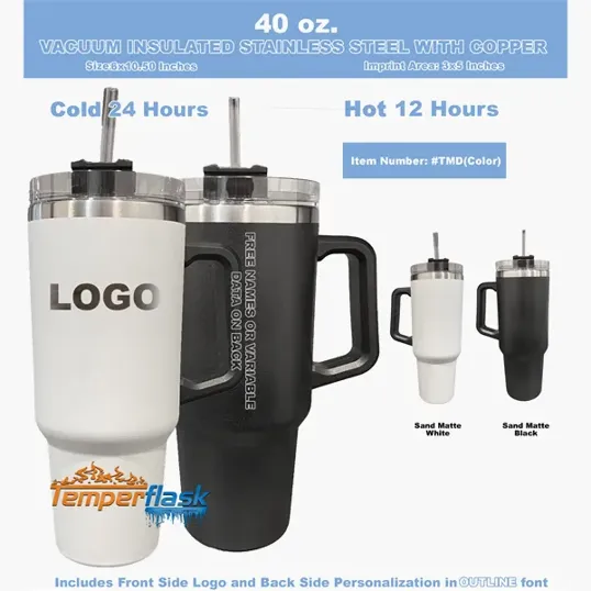 40 oz Vacuum Insulated Stainless Steel Water Tumbler with Handle