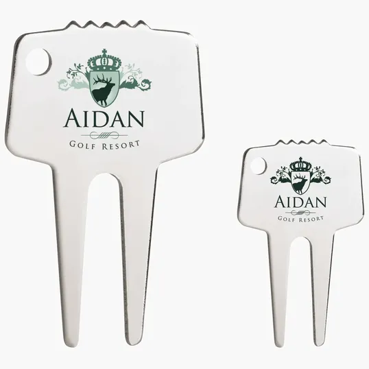 Silver-Tone Steel Divot Repair Tool with Key Ring Attachment — view 4