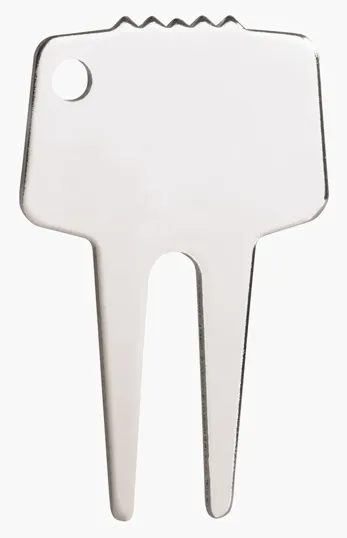 Silver-Tone Steel Divot Repair Tool with Key Ring Attachment