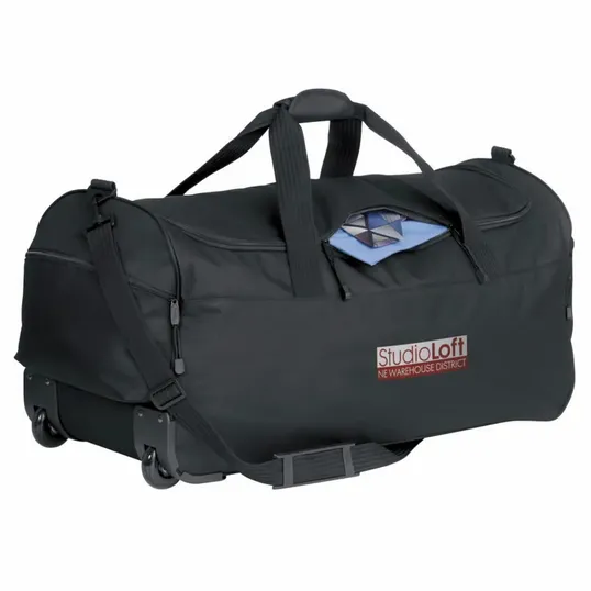 Wheeled Duffel with Telescopic Pull Handle, 600D Polyester — view 3