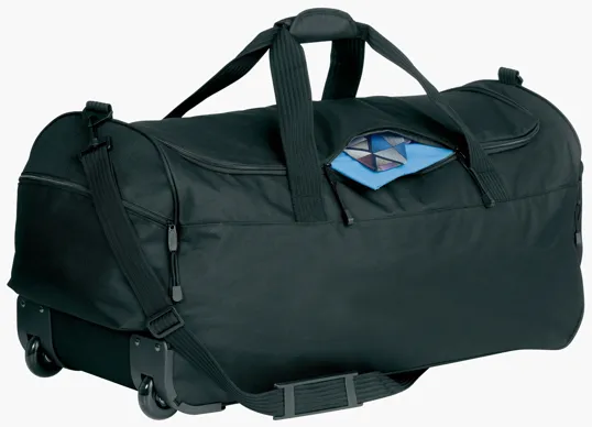 Wheeled Duffel with Telescopic Pull Handle, 600D Polyester