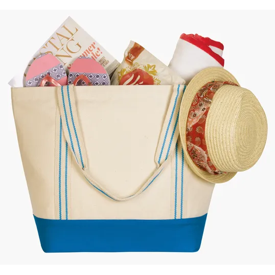 Good Value™ Cotton Travel Tote with Striped Handles