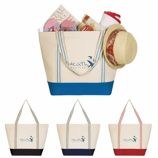 Good Value™ Cotton Travel Tote with Striped Handles — view 12
