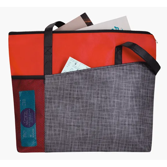 Good Value™ Select Pattern Non-Woven Tote with Zippered Main Compartment — view 3
