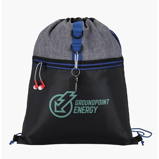 Stand Alone Drawstring Backpack with Front Zip Pocket — view 15