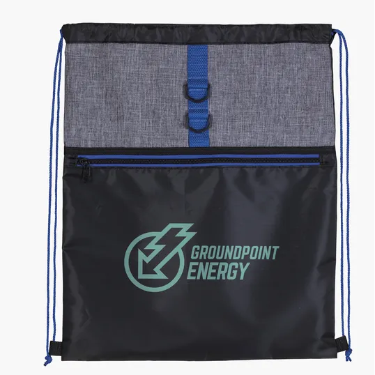 Stand Alone Drawstring Backpack with Front Zip Pocket — view 11