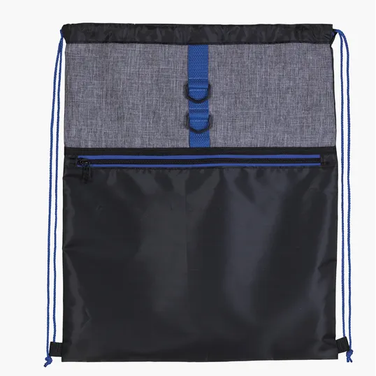 Stand Alone Drawstring Backpack with Front Zip Pocket — view 8