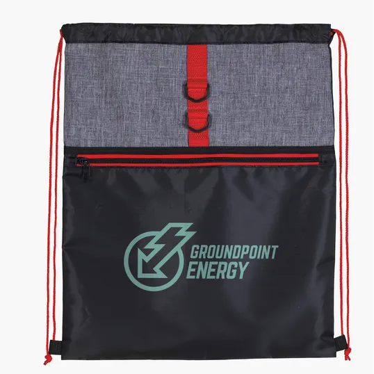 Stand Alone Drawstring Backpack with Front Zip Pocket — view 10