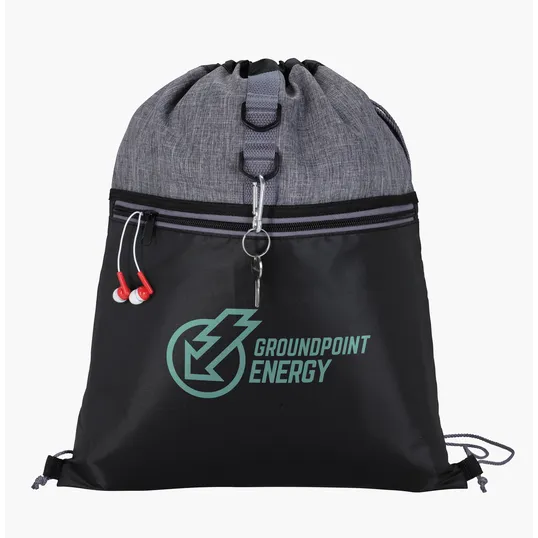 Stand Alone Drawstring Backpack with Front Zip Pocket — view 13
