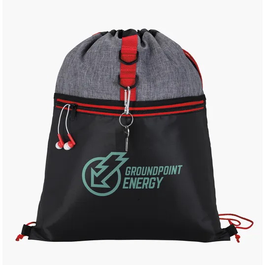 Stand Alone Drawstring Backpack with Front Zip Pocket — view 14