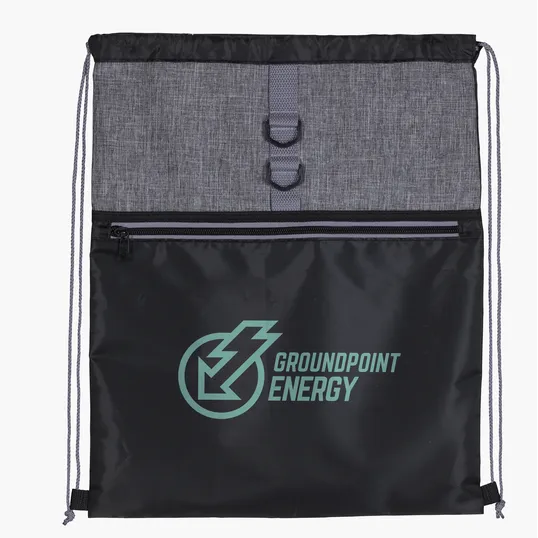 Stand Alone Drawstring Backpack with Front Zip Pocket — view 9
