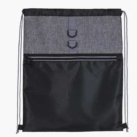 Stand Alone Drawstring Backpack with Front Zip Pocket — view 4