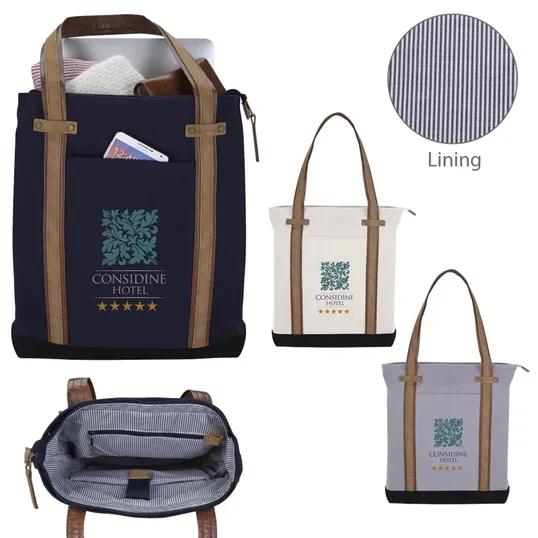 KAPSTON® San Marco Cotton Canvas Tote with PU and Suede Handles — view 29