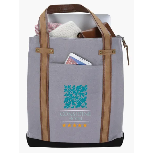 KAPSTON® San Marco Cotton Canvas Tote with PU and Suede Handles — view 23