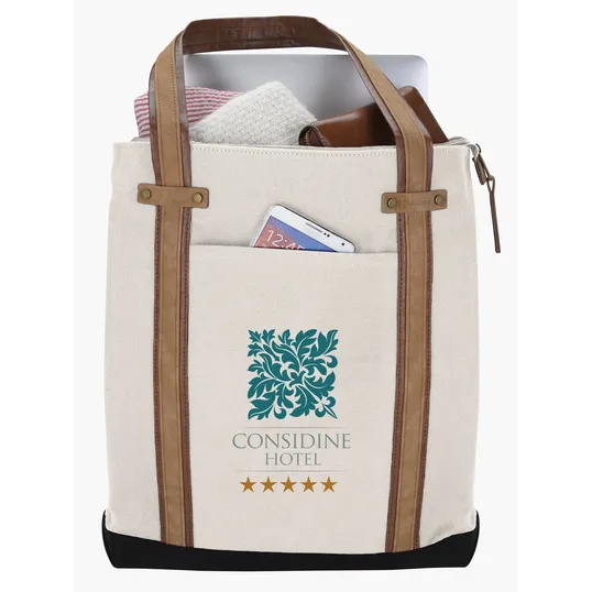 KAPSTON® San Marco Cotton Canvas Tote with PU and Suede Handles — view 25