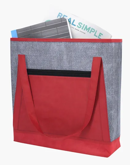 Good Value™ Heathered RPET Non-Woven Tote with Zippered Pocket — view 8
