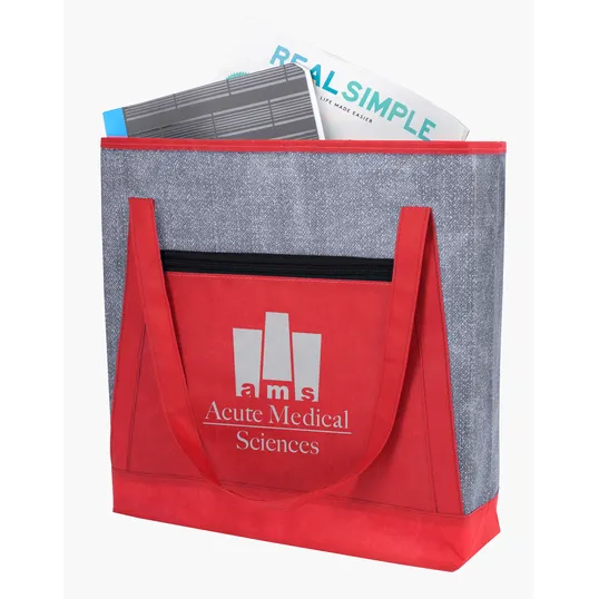 Good Value™ Heathered RPET Non-Woven Tote with Zippered Pocket — view 23