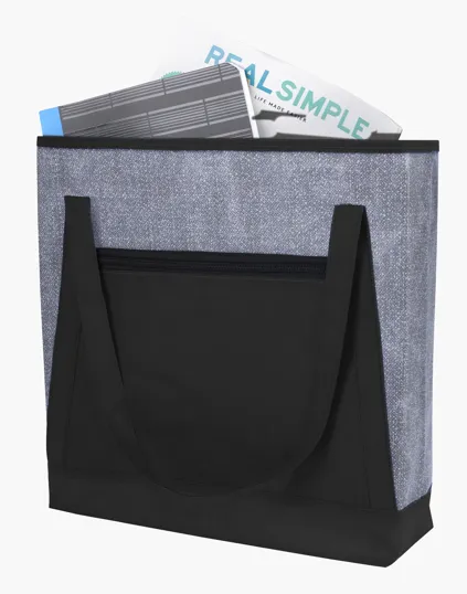 Good Value™ Heathered RPET Non-Woven Tote with Zippered Pocket — view 2