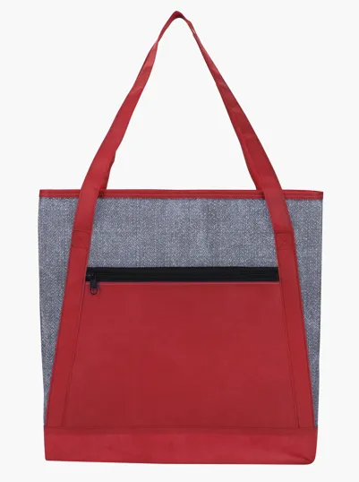 Good Value™ Heathered RPET Non-Woven Tote with Zippered Pocket — view 7