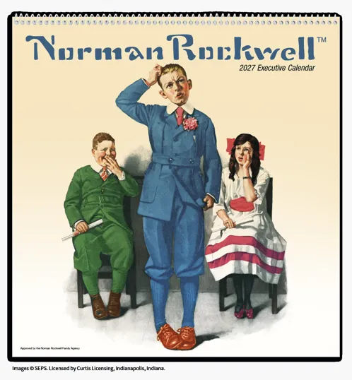 HotLine® Products Rockwell Executive Wall Calendar, 12 x 25 in.