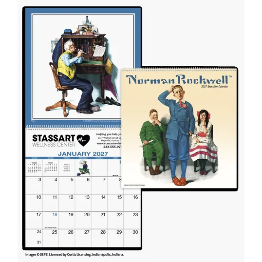 HotLine® Products Rockwell Executive Wall Calendar, 12 x 25 in. — view 2