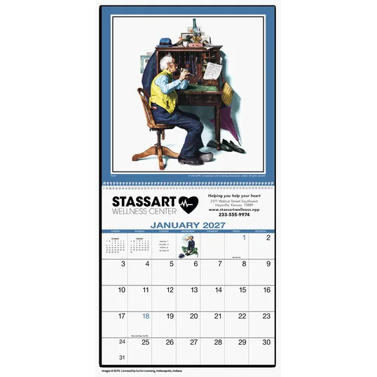 HotLine® Products Rockwell Executive Wall Calendar, 12 x 25 in. — view 4