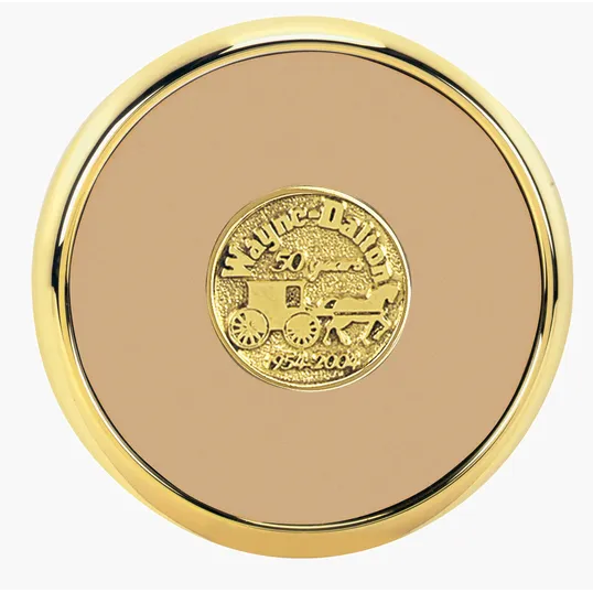 JAFFA® Round Brass Coaster with Leather Face and Cork Back — view 24