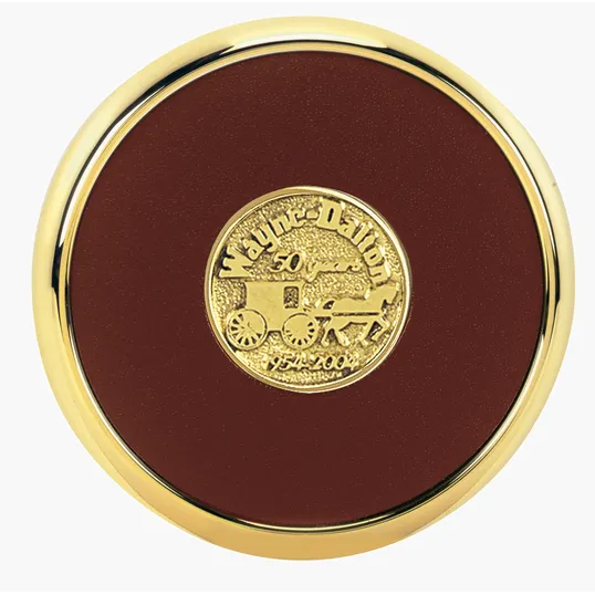 JAFFA® Round Brass Coaster with Leather Face and Cork Back — view 17