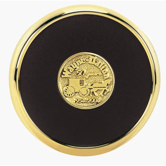 JAFFA® Round Brass Coaster with Leather Face and Cork Back — view 27