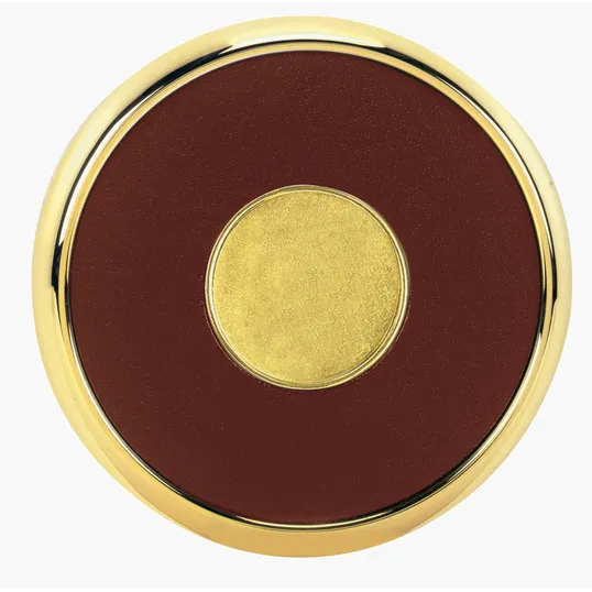JAFFA® Round Brass Coaster with Leather Face and Cork Back — view 2