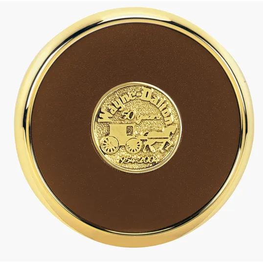 JAFFA® Round Brass Coaster with Leather Face and Cork Back — view 15