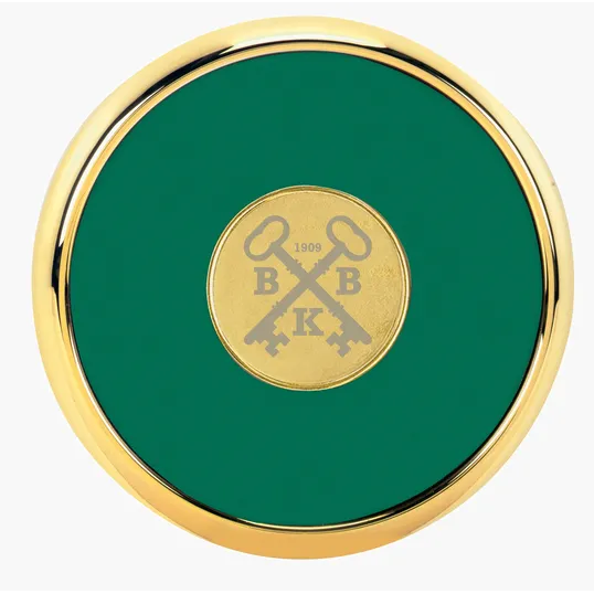 JAFFA® Round Brass Coaster with Leather Face and Cork Back — view 4