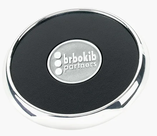 JAFFA® Round Zinc Coaster with Leather Face and Cork Back — view 13