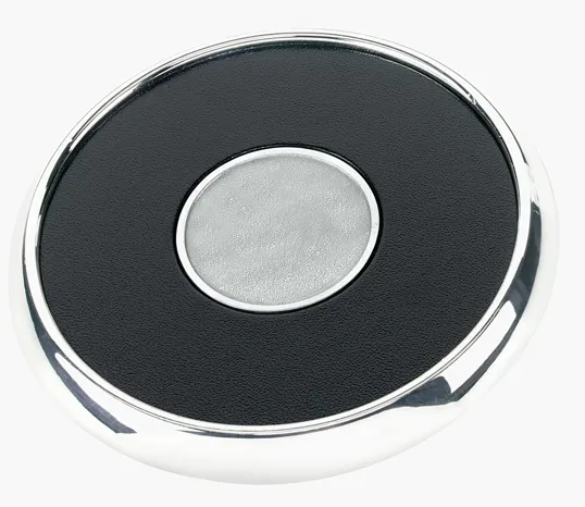 JAFFA® Round Zinc Coaster with Leather Face and Cork Back — view 9