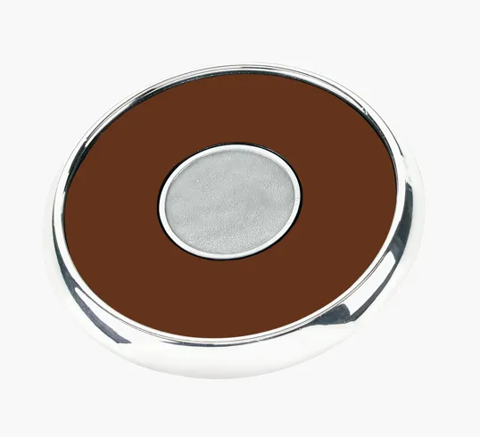 JAFFA® Round Zinc Coaster with Leather Face and Cork Back