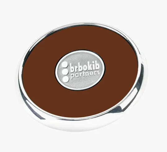 JAFFA® Round Zinc Coaster with Leather Face and Cork Back — view 11