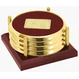 JAFFA® Four Coasters with Solid Cherry Tray — view 2