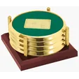 JAFFA® Four Coasters with Solid Cherry Tray — view 3