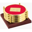 JAFFA® Four Coasters with Solid Cherry Tray — view 5
