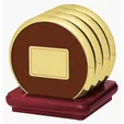JAFFA® Four Coasters with Solid Cherry Stand