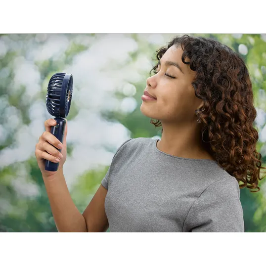 Rechargeable Mini Handheld Fan with Lanyard and Phone Stand Base — view 7