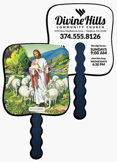 Skinner & Kennedy® The Good Shepherd Pictorial Hand Fan — view 6