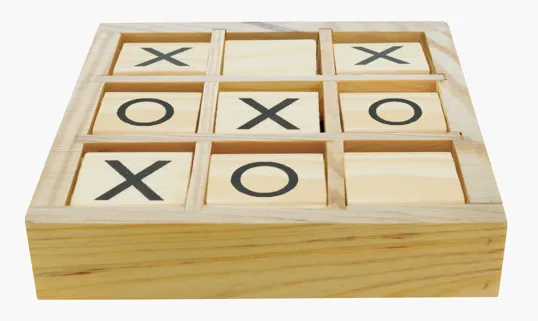 Wooden Tic-Tac-Toe Desktop Game with Nine Rotating Blocks