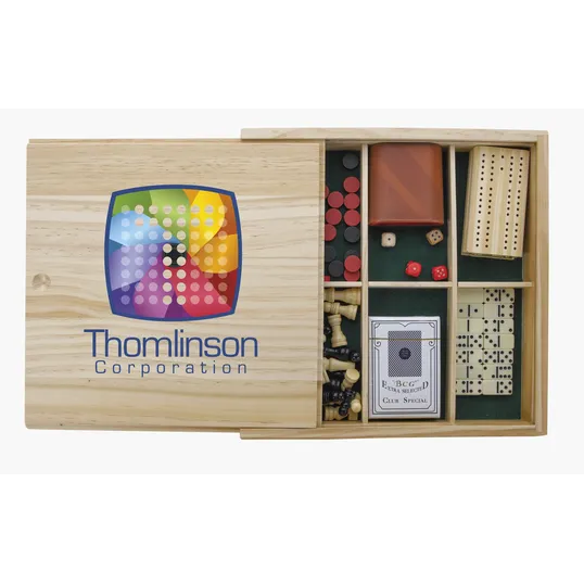 Office Fun Wooden Game Set with Chess, Checkers, Dice and Cards — view 8