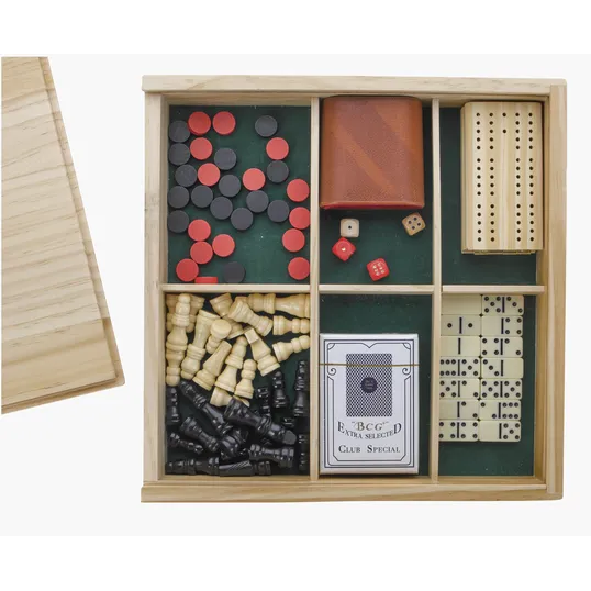 Office Fun Wooden Game Set with Chess, Checkers, Dice and Cards — view 3
