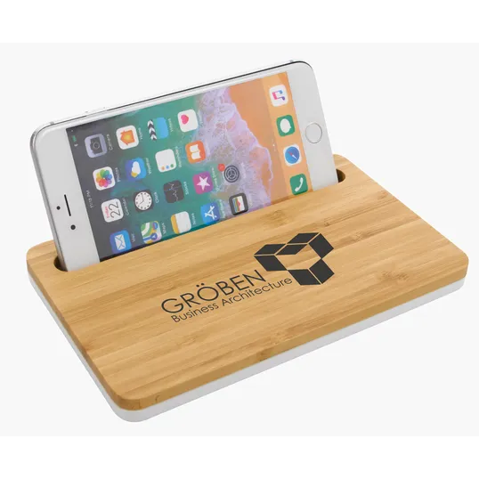Bamboo Wireless Charging Pad with Phone Stand — view 7