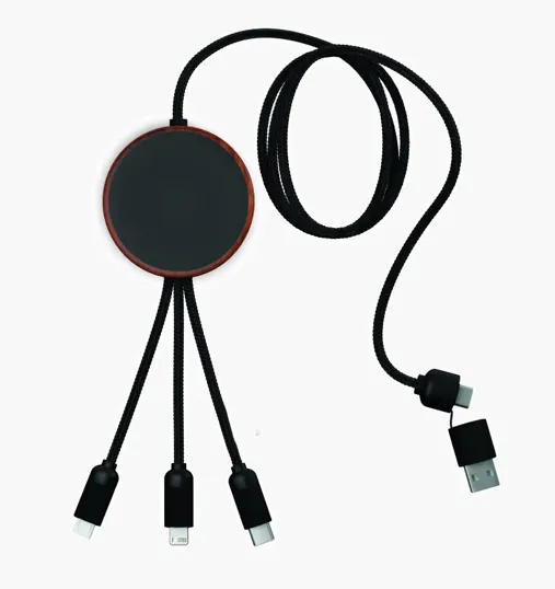 SCX Innovative Design™ 5-in-1 Bamboo 5W Wireless Charging Cable — view 3