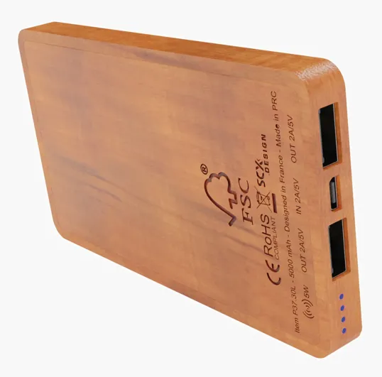 SCX Innovative Design™ Bamboo Wireless Power Bank 10,000 mAh — view 2
