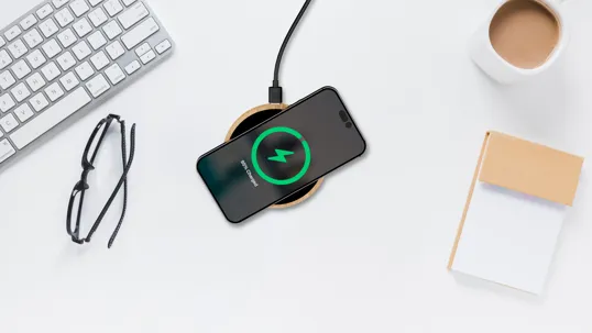 SCX Innovative Design™ Full-Color Bamboo 15W Wireless Charger — view 10